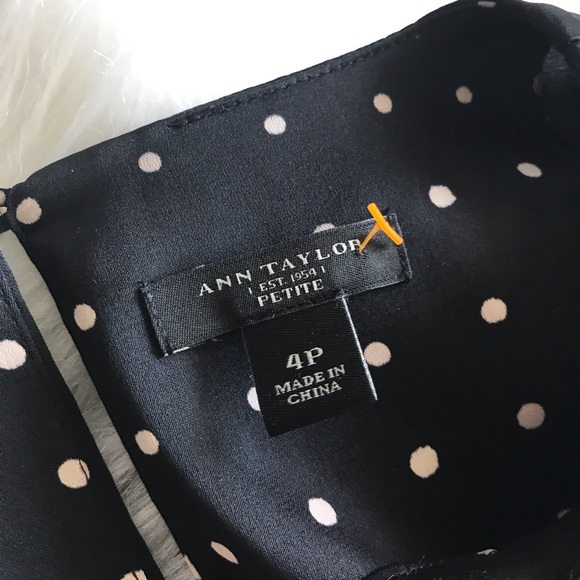 Ann Taylor Polka Dot Navy White Top with Keyhole - Picture 6 of 6